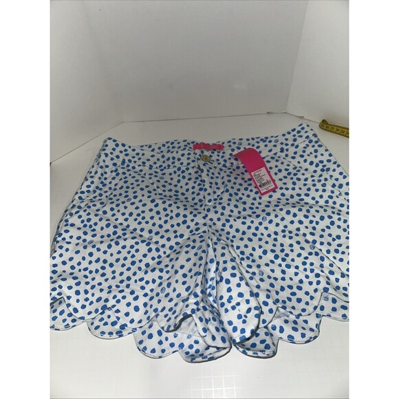 LILLY PULITZER Women's Size 10 The Buttercup Zanzibar Blue Dots Shorts 5